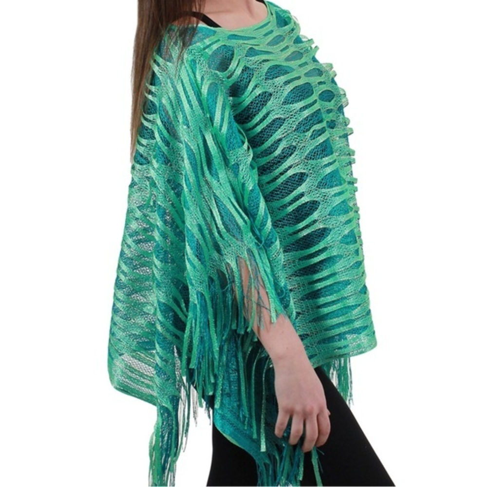 St Patrick’s Day Green Fringe Knit Poncho